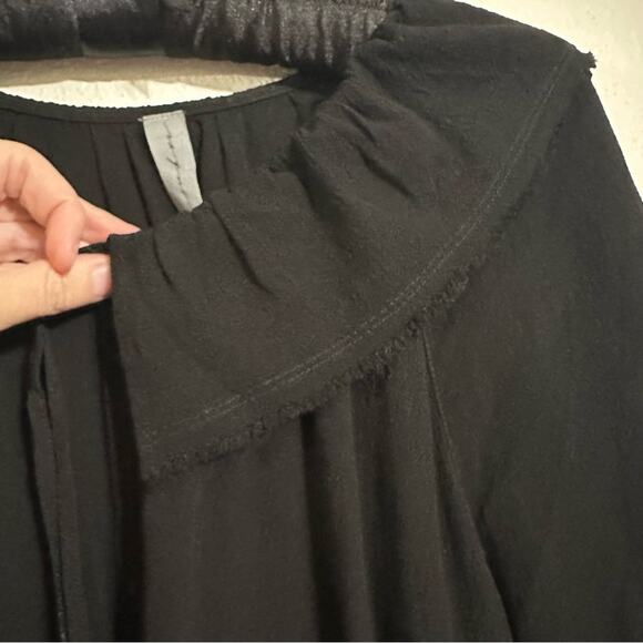 Raquel Allegra Black Peasant Dress size 0 Midi Ruffle Neck - Picture 8 of 16